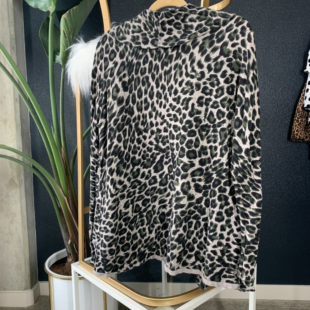 INC Leopard Print Ruffle Cardigan - Picture 3 of 4